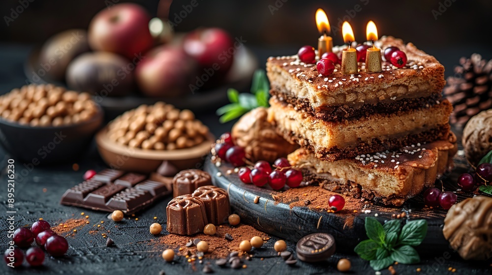 Delicious Chocolate Cake with Candles for a Special Occasion Delicious Chocolate Cake with Candles for a Special Occasion