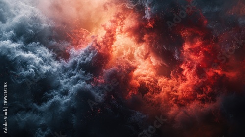 Wallpaper Mural A dramatic background featuring black and red hues with smoky textures and fire sparks, creating a turbulent, intense atmosphere. Torontodigital.ca