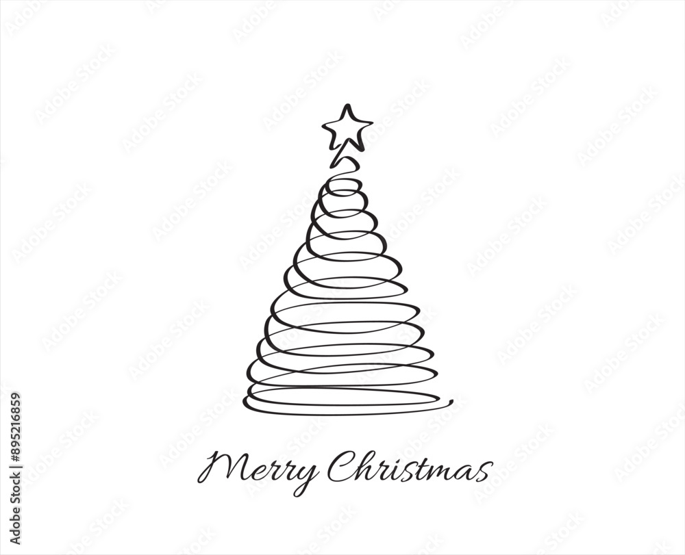 Christmas pine fir tree. Continuous one line drawing. Vector illustration minimalistic design. Abstract hand draw vector. Merry Christmas concept. Christmas pine fir tree. Continuous one line drawing. Vector illustration minimalistic design. Abstract hand draw vector. Merry Christmas concept.