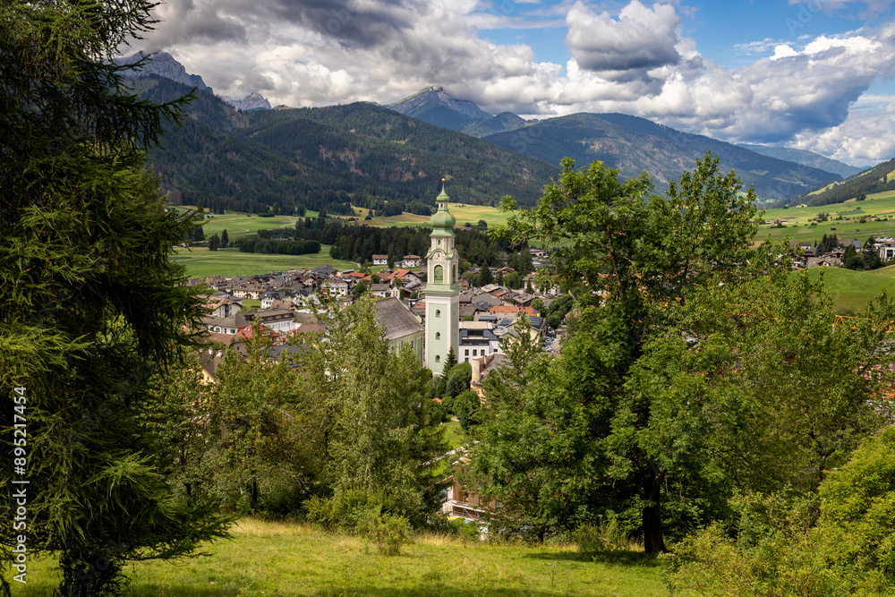Fototapeta premium Aerial view of Dobbiaco, Val Pusteria, Italy