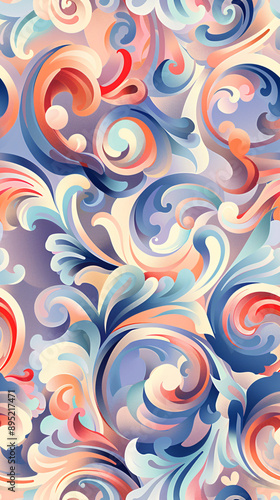 Seamless pattern with a mesmerizing flow, featuring intricate details and vibrant colors