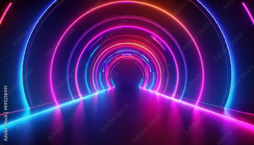 Glowing neon lights tunnel wallpaper Glowing neon lights tunnel wallpaper