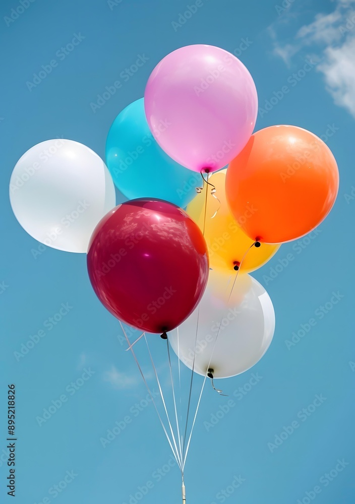 Colorful Balloons Floating in the Blue Sky Colorful Balloons Floating in the Blue Sky