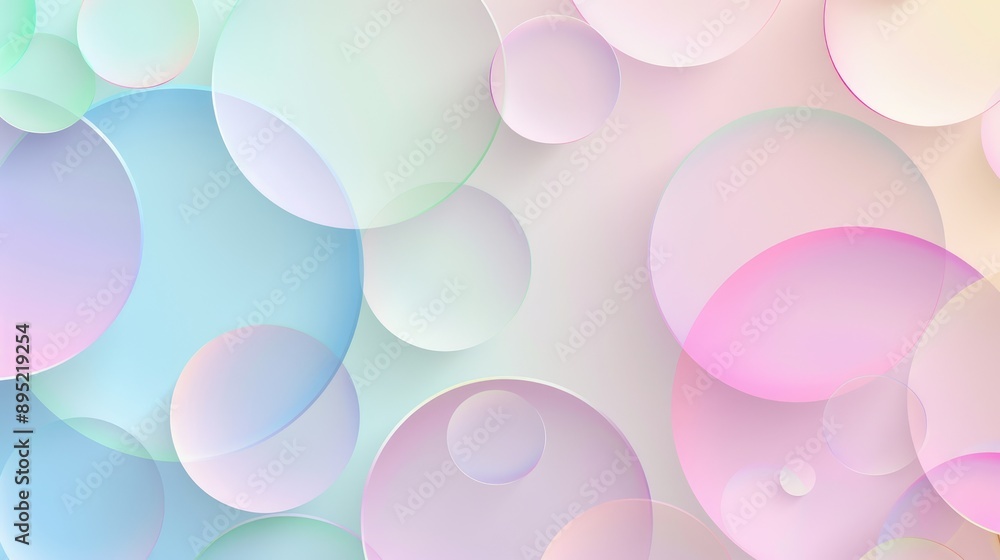 Abstract delicate geometric shapes in pastel tones. The background consists of three-dimensional circles. Abstract delicate geometric shapes in pastel tones. The background consists of three-dimensional circles.