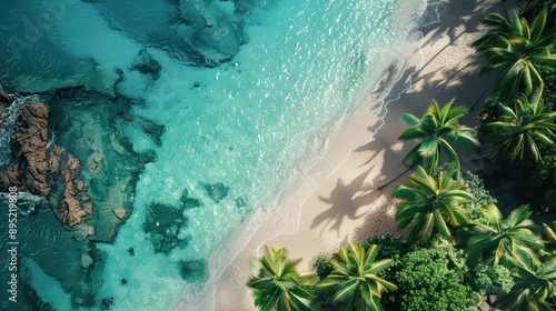 A vibrant wallpaper showcasing a tropical beach scene with turquoise waters © Ibad