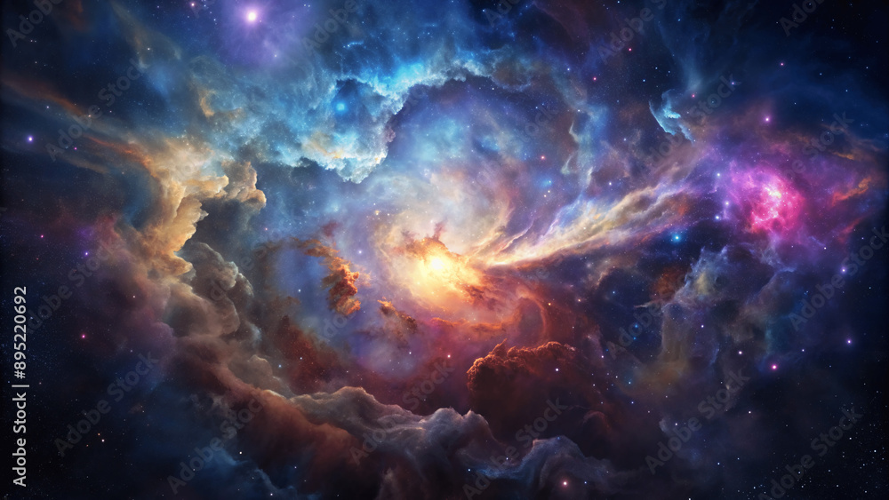 Naklejka premium colorful nebula on space galaxy