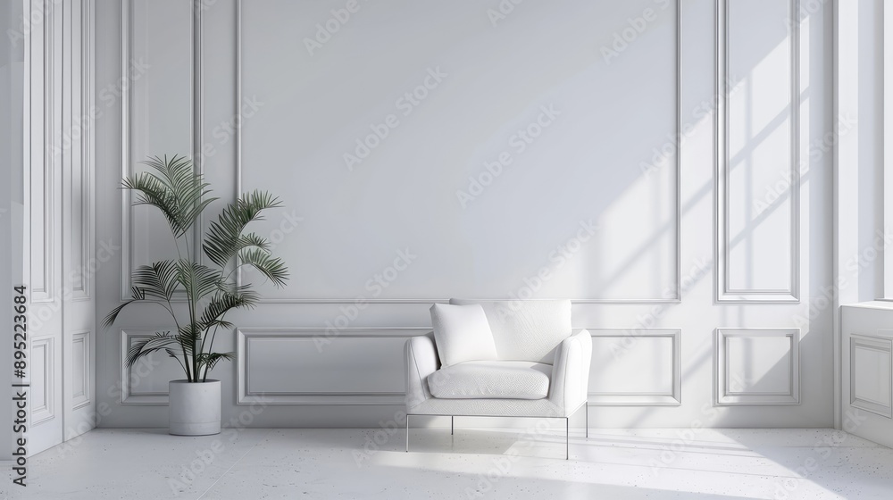Fototapeta premium 3d white abstract interior background. Ai generation