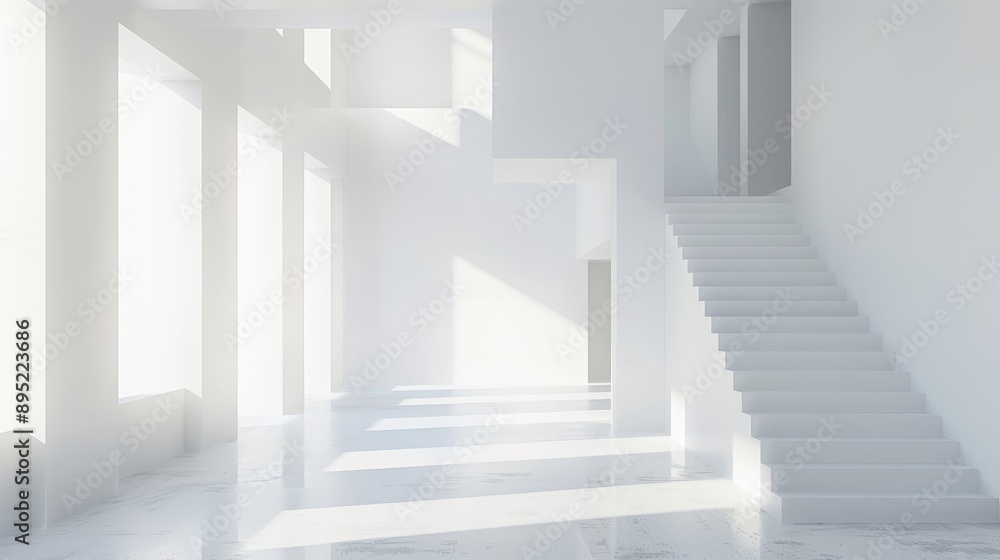 Obraz premium 3d white abstract interior background. Ai generation