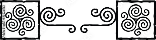 Celtic Spiral Header - Square Ends - Triskele Symbol