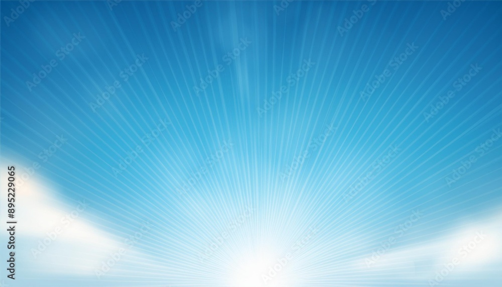 Sun light flare on blue sky background. Vector sunny summer background with sunbeams Sun light flare on blue sky background. Vector sunny summer background with sunbeams