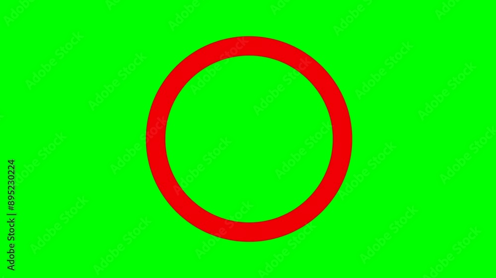 Crossline in circle animated transparent background. Crossline sign in circle. Green screen red crossline