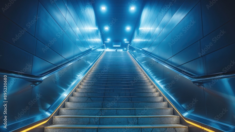Blue Stairway Leading Upwards Blue Stairway Leading Upwards