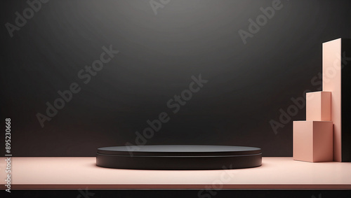 Black podium color background for product presentation minimal style