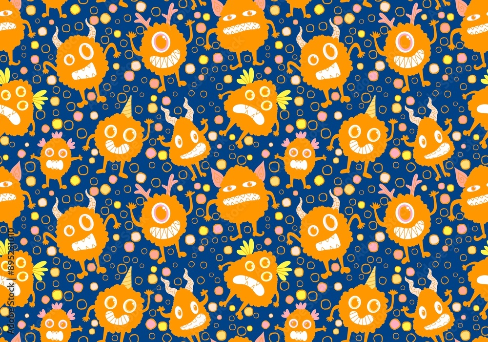 Cartoon monsters seamless pattern for wrapping paper and fabrics and linens Cartoon monsters seamless pattern for wrapping paper and fabrics and linens