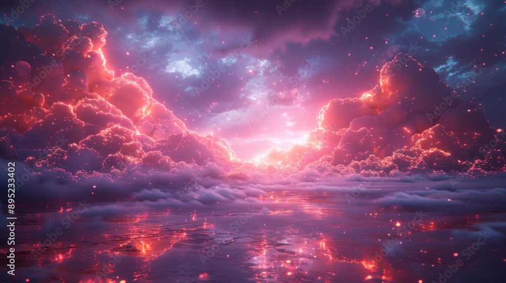 Obraz premium Glowing Clouds over Water