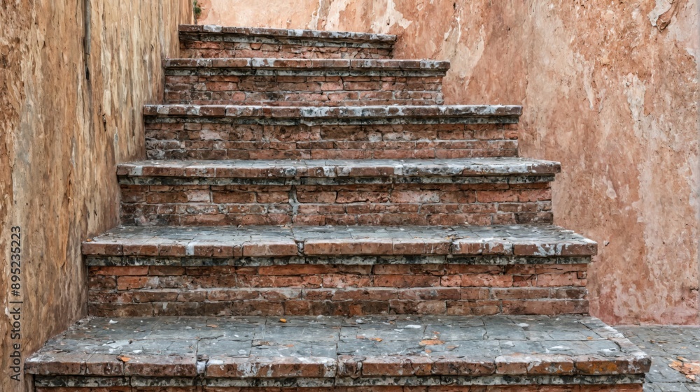 Set old weathered brick Aged red brick stairs Set old weathered brick Aged red brick stairs