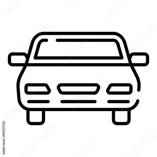 Car front black line icon