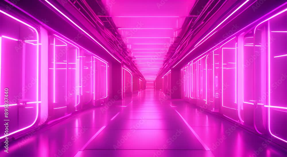 A vibrant futuristic corridor is illuminated with neon lights featuring floating crystals of various sizes The scene emits a sci fi mood with a glowing surreal ambiance The neon lights and 4k animatio A vibrant futuristic corridor is illuminated with neon lights featuring floating crystals of various sizes The scene emits a sci fi mood with a glowing surreal ambiance The neon lights and 4k animatio
