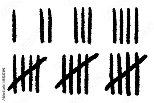 Tally marks from one to five. Prison wall count markings. Vector illustration
