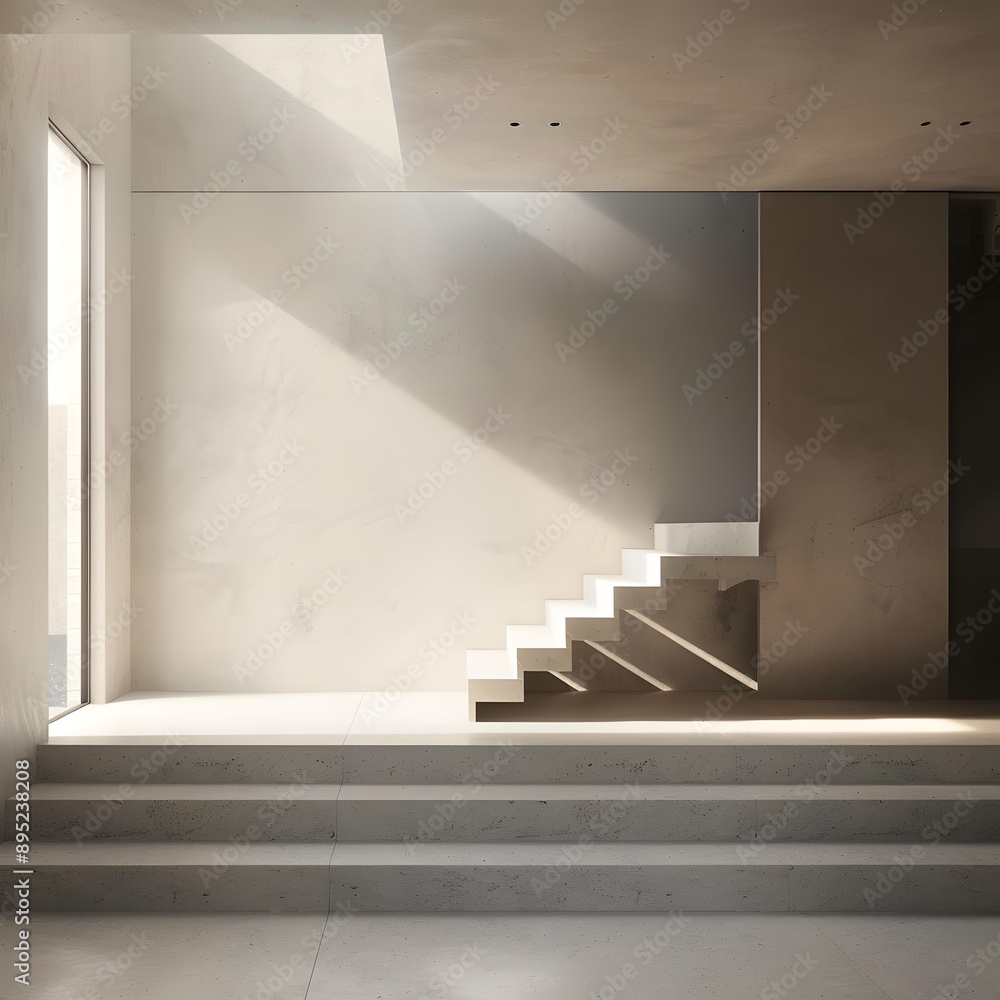 Obraz premium Modern Minimalist Concrete Stairs Interior Design