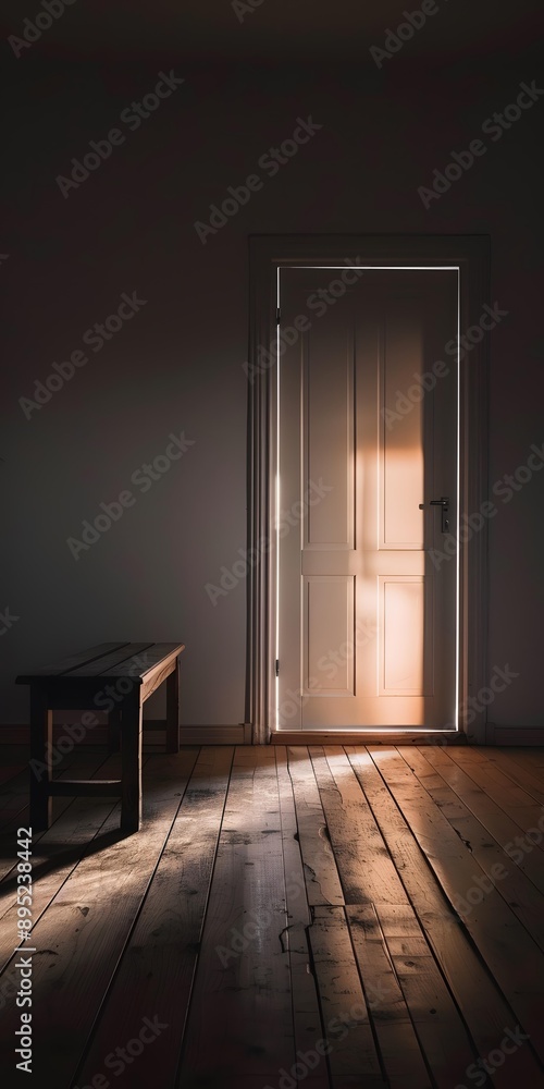 Wooden Floor with Light Shining Through Open Door Wooden Floor with Light Shining Through Open Door