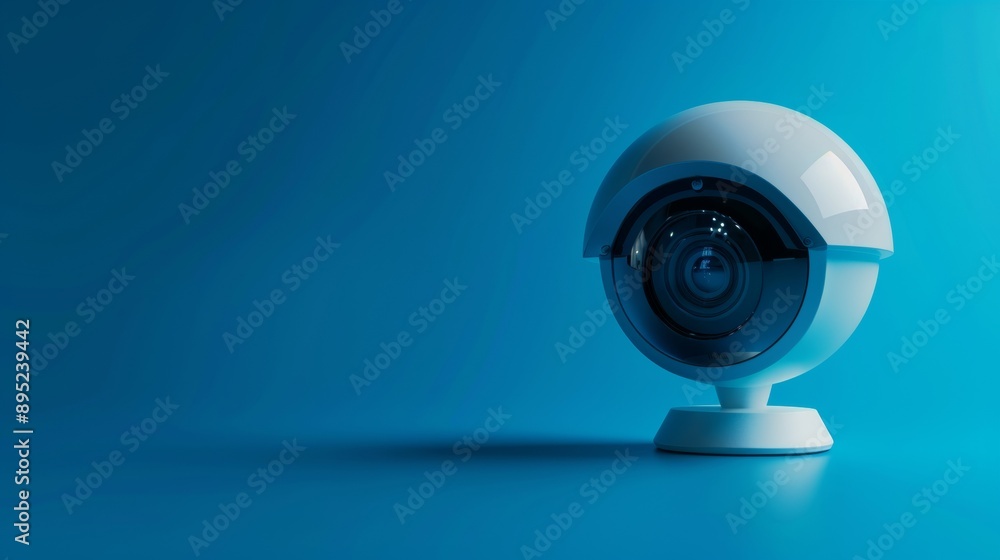 SECURITY CAMERA ON BLUE BACKGROUND