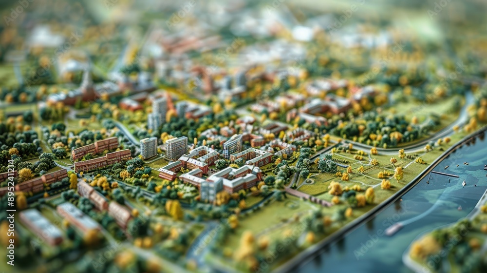 Aerial view of a vibrant city with a mix of modern buildings, lush greenery, waterways, and recreational spaces, creating a harmonious blend of urban development and natural beauty Aerial view of a vibrant city with a mix of modern buildings, lush greenery, waterways, and recreational spaces, creating a harmonious blend of urban development and natural beauty