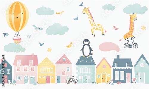 Illustrations for kids. Useful for walls, pillows, decorating kids interiors, baby wear, greeting cards, modern and other uses.