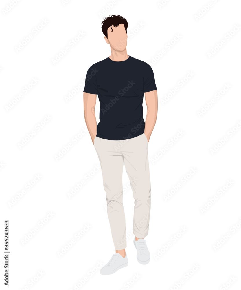Stylish man in fashionable clothes on a white background. Vector illustration in flat style Stylish man in fashionable clothes on a white background. Vector illustration in flat style