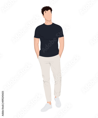 Stylish man in fashionable clothes on a white background. Vector illustration in flat style