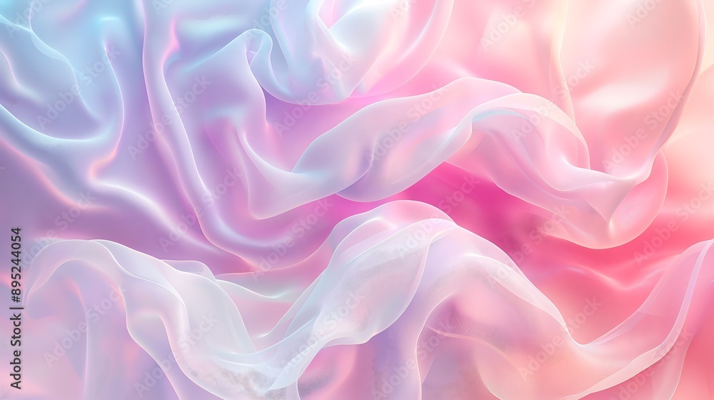 Abstract background of translucent wavy organic shaped in pastel colors. Airy soft textile texture. Generative AI. Abstract background of translucent wavy organic shaped in pastel colors. Airy soft textile texture. Generative AI.