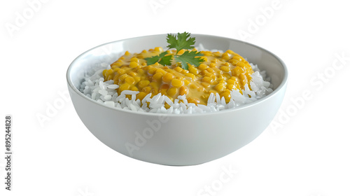 bowl of rice with daal isolated on transparent background, PNG