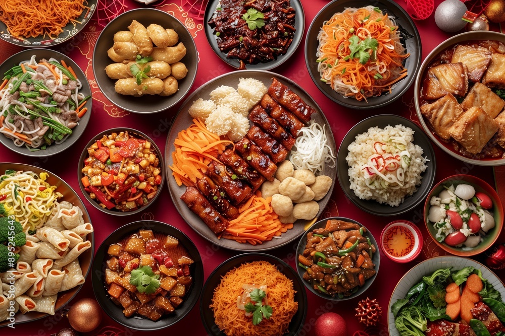 Festive Chinese New Year Meal Display Festive Chinese New Year Meal Display