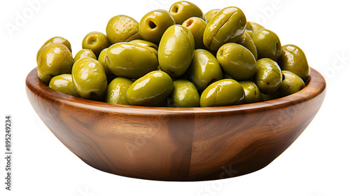 olives in a bowl isolated on transparent  background, PNG