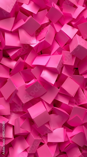 Wallpaper Mural A collection of vibrant pink shapes with glossy satin ribbons stacked together, creating a pattern of festive celebration - Generative AI Torontodigital.ca