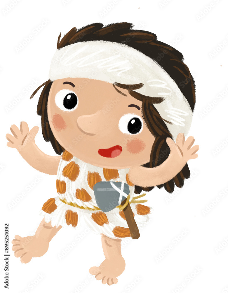 cartoon ancient prehistoric caveman cave boy character isolated illustration for children cartoon ancient prehistoric caveman cave boy character isolated illustration for children