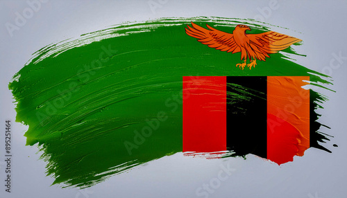 Paint stain in the colours of the Zambian flag