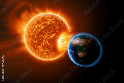 Dramatic Solar Flare Reaching Toward Earth: A Close Encounter Illustration