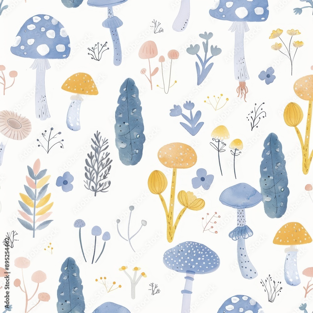 A seamless pattern with a cute illustration of forest paintings. Stock baby imagery. A seamless pattern with a cute illustration of forest paintings. Stock baby imagery.