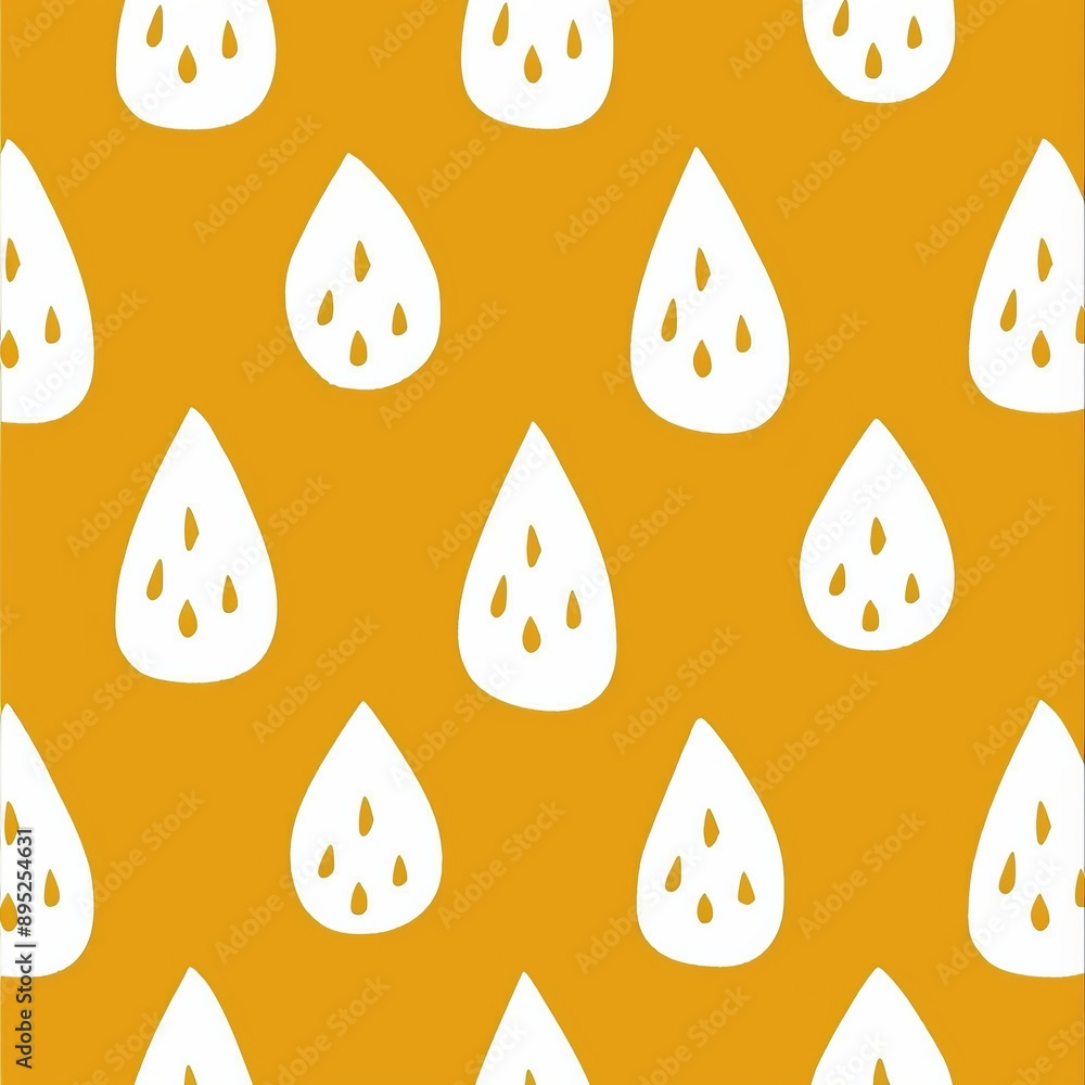 Doodle-style seamless pattern of abstract raindrops in dandelion yellow and off white Doodle-style seamless pattern of abstract raindrops in dandelion yellow and off white