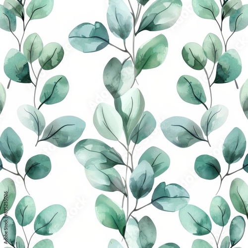Seamless watercolor paper pattern with foliage and leaves © Maxim Borbut