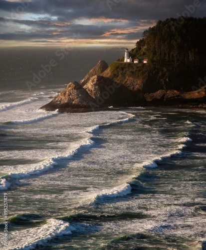 Heceta Head lighthouse on the southern Oregon coast near Florence. photo