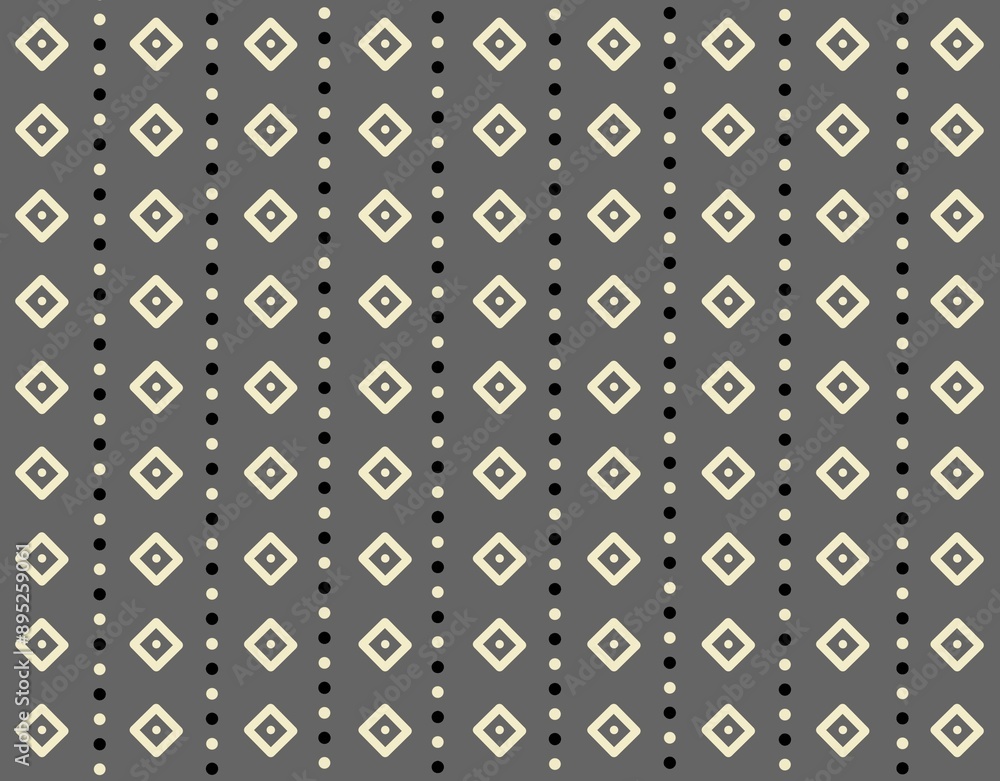 Naklejka premium Geometric Pattern with Diamond and Dot Motif on Grey Background illustration