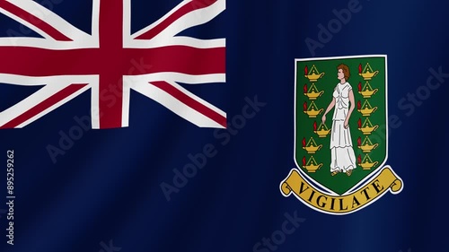 British Virgin Islands Waving Flag. Realistic Flag Animation. Seamless Loop Background. photo