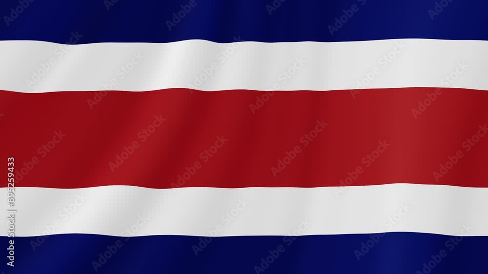 Costa Rica Waving Flag. Realistic Flag Animation. Seamless Loop Background. Costa Rica Waving Flag. Realistic Flag Animation. Seamless Loop Background.
