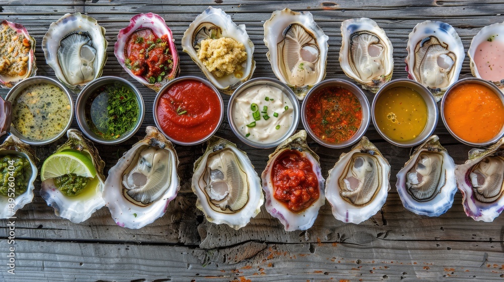Gourmet Oysters with Assorted Sauces Gourmet Oysters with Assorted Sauces