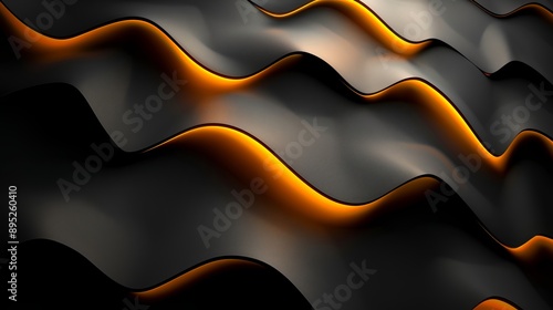 Abstract black and orange wavy shape background design