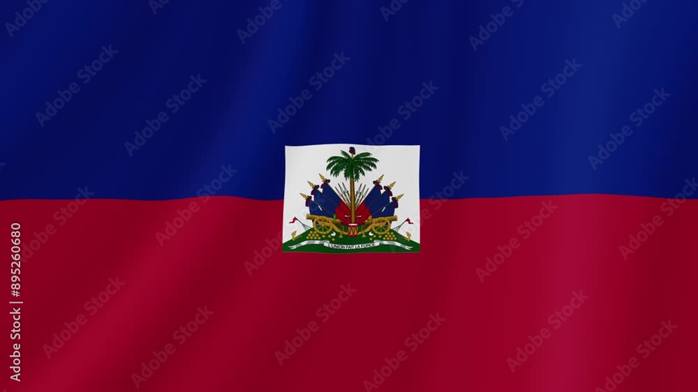 Haiti Waving Flag. Realistic Flag Animation. Seamless Loop Background.	
