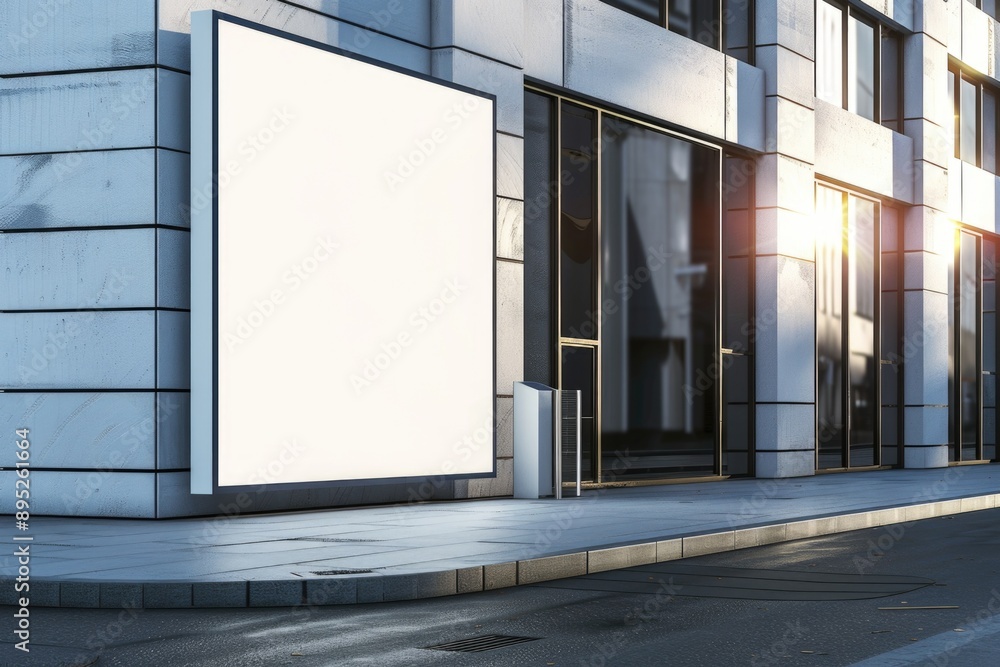 A blank billboard on the side of a building with no advertisements or signs A blank billboard on the side of a building with no advertisements or signs