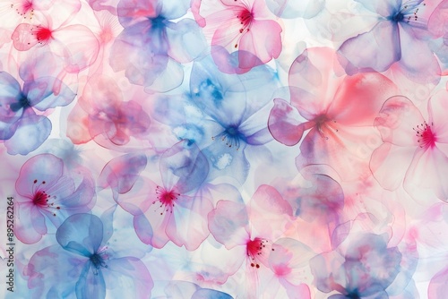 A bouquet of pink and blue flowers on a white background, suitable for a variety of uses including decoration or gift wrapping